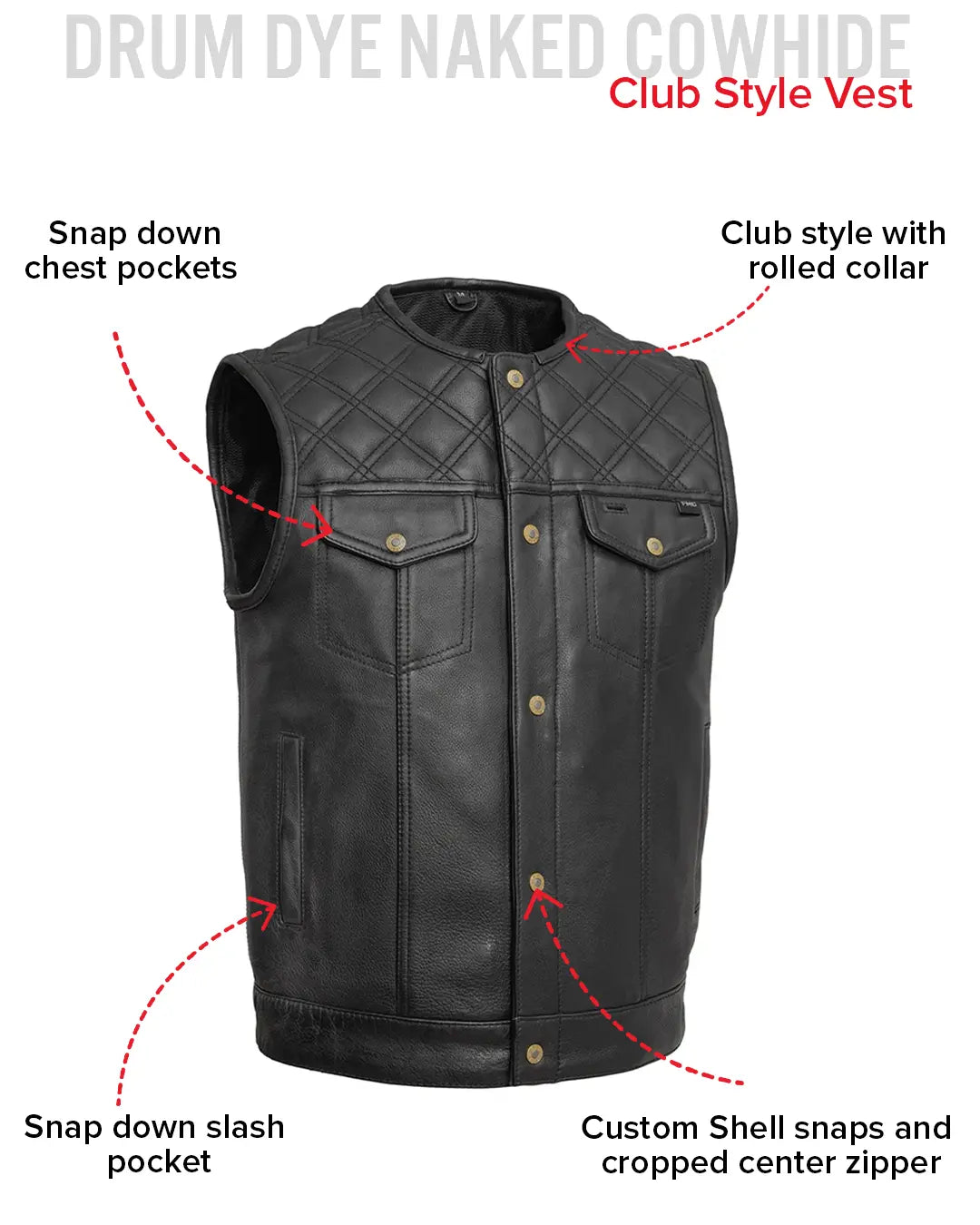 12 Gauge Men's Motorcycle Leather Vest