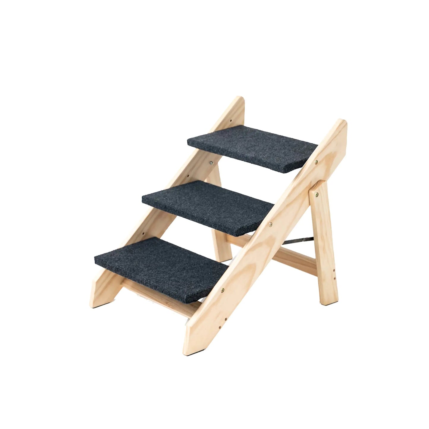 Wood Pet Stairs Pet Steps Foldable 3 Levels Dog Stairs Ramp Perfect For Beds And Cars Portable Dog Cat Ladder Up To 110 Pounds