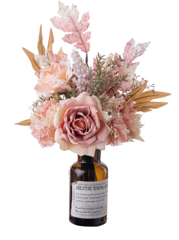Artificial Rose and Pampas Flower Bouquet (One Set)