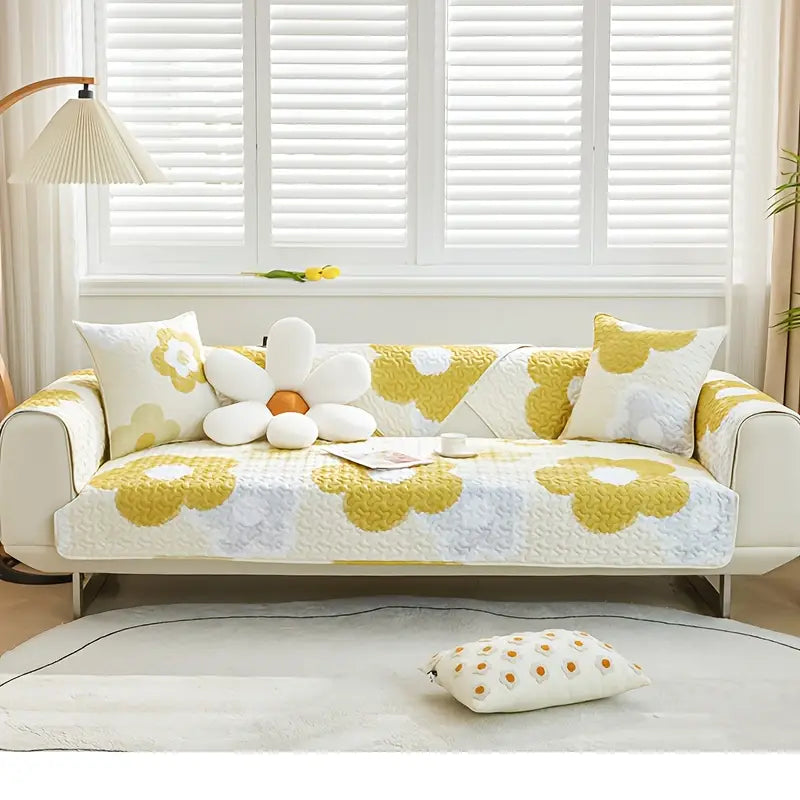 Pastoral Flower Pattern Non-slip Sofa Cushion (1pc)