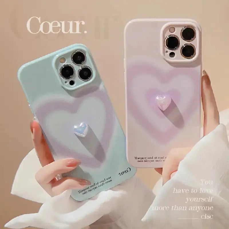 Gradient Love Heart Phone Case for iPhone 11-14