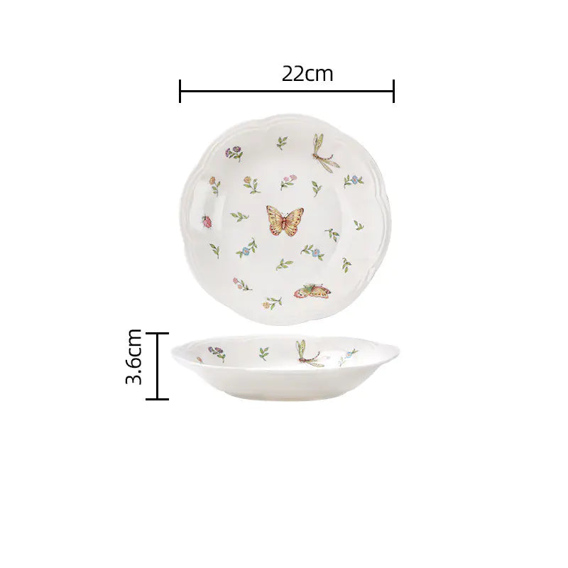 Vintage Dragonfly Butterfly Ceramic Dinnerware Set