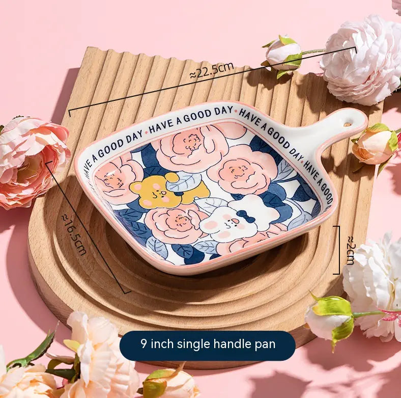 Large Rose Underglaze Porcelain Tableware Set