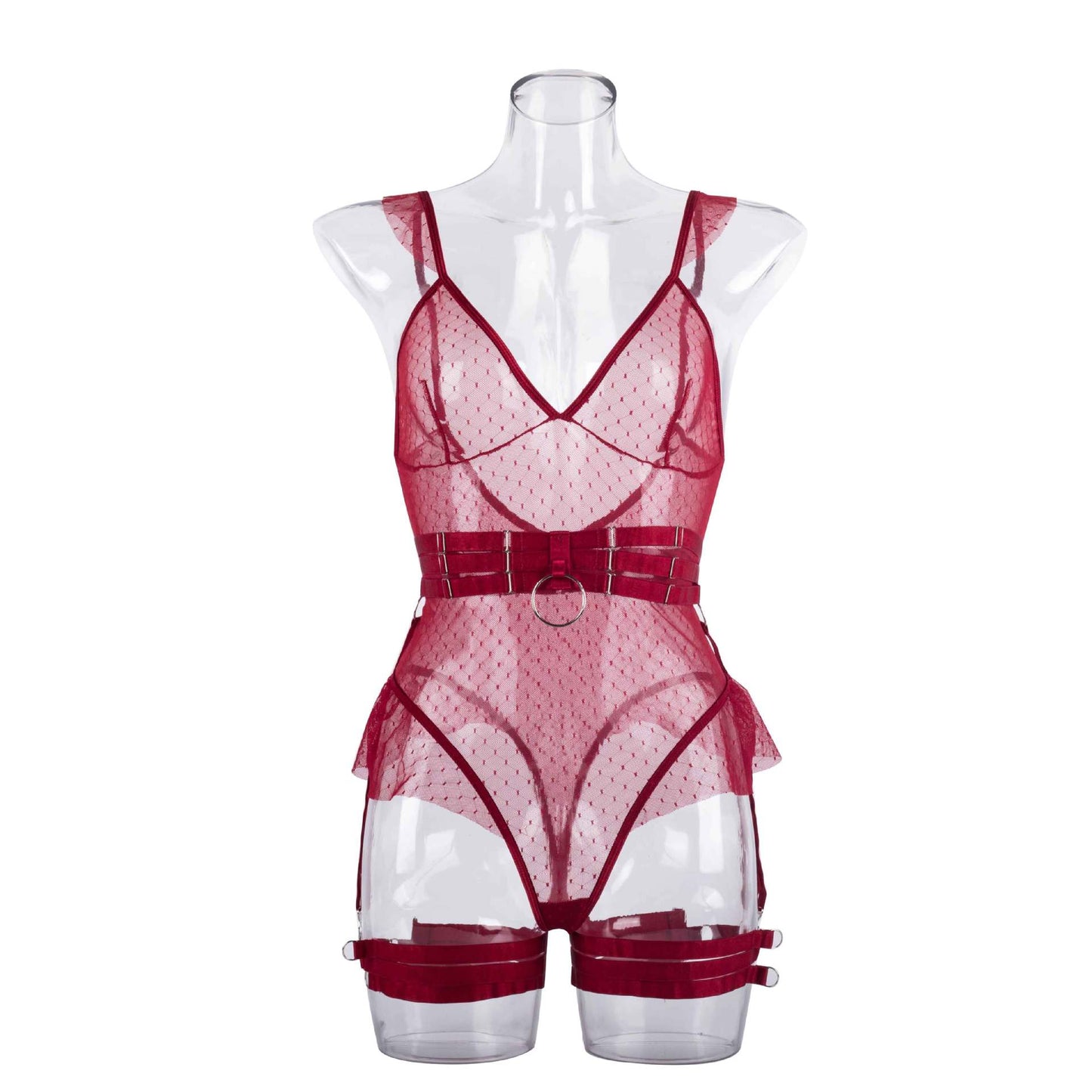 New Lace Mesh Bodysuit with Stockings for Women - Lingerie