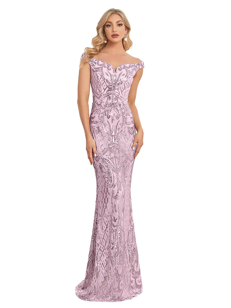 Slim Elastic Fishtail Evening Dress for Banquet - 888