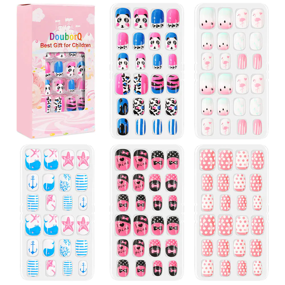 120-Piece Cute Kids Nail Art Fake Nail Set