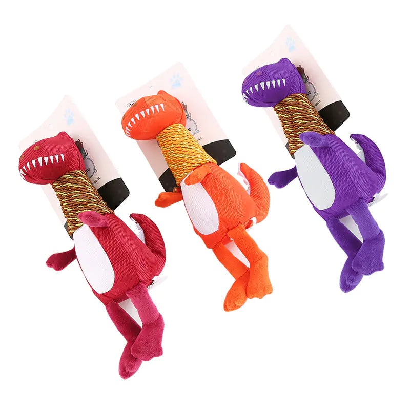 Plüsch-Dinosaurier-Hundespielzeug mit Sound- und Kaufunktionen