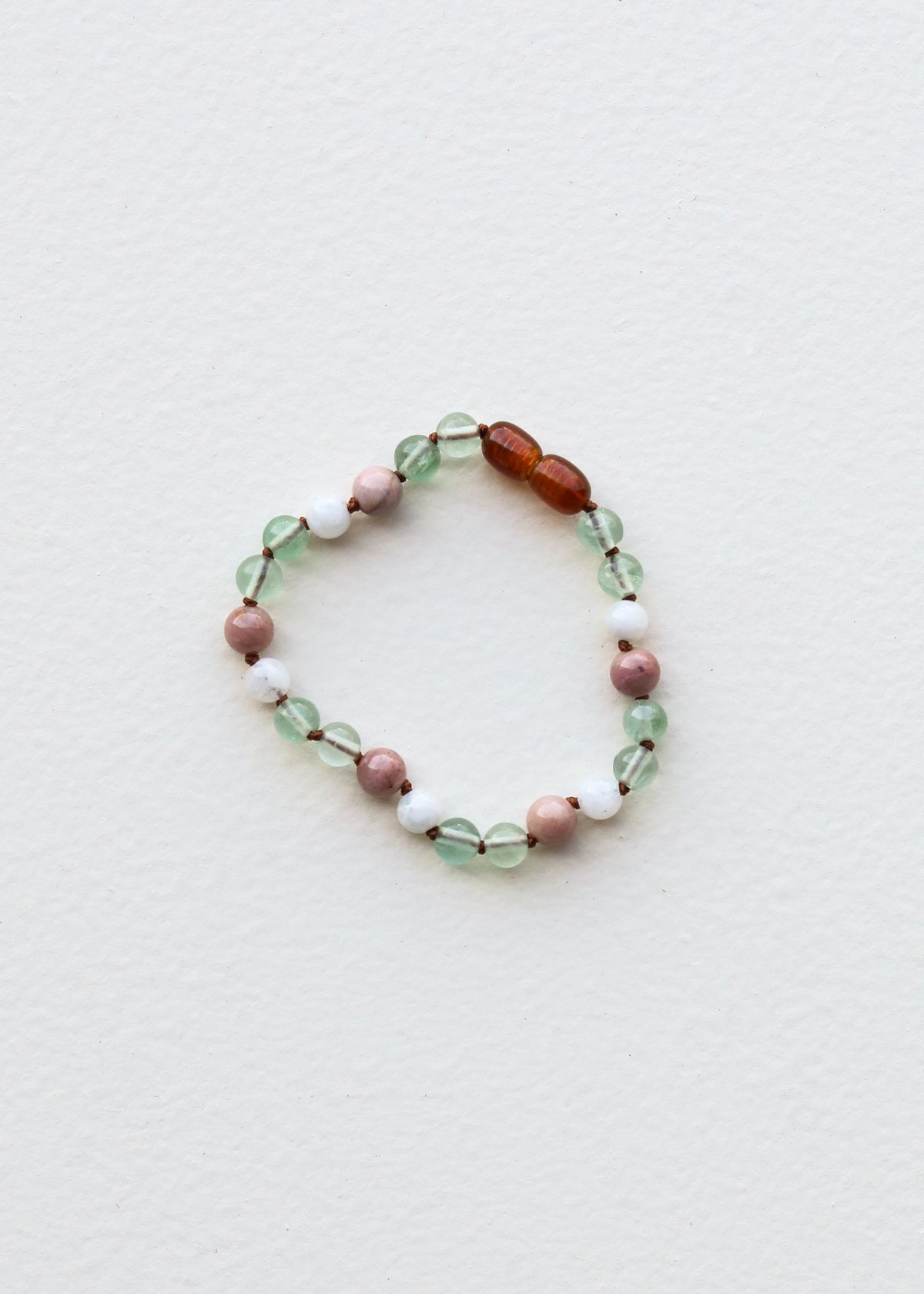 Fluorite + Moonstone + Rhodonite || Natural Gemstone Necklace