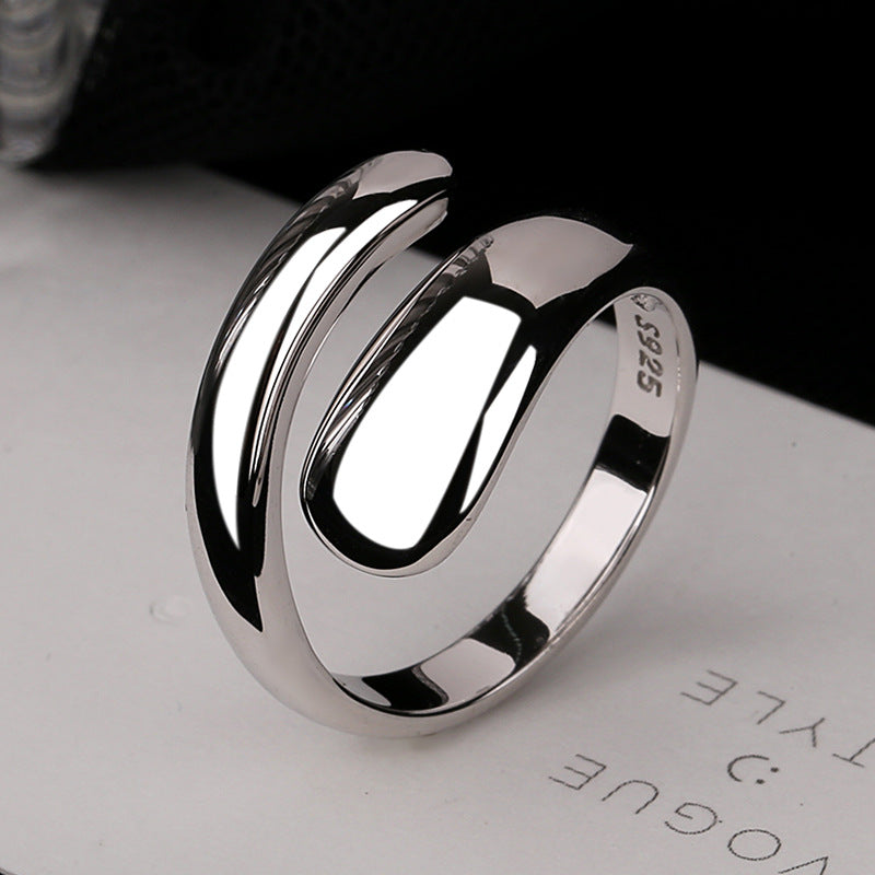 Silver Glossy Water Drop Ring