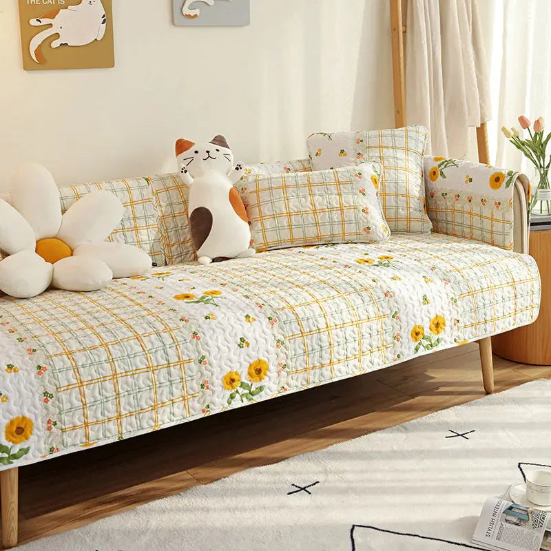 Chick Floral Non-slip Cotton Sofa Cushion (Four Seasons)
