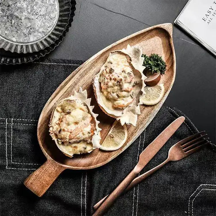 Japanese Wooden Tray for Pizza, Steak, and Snacks