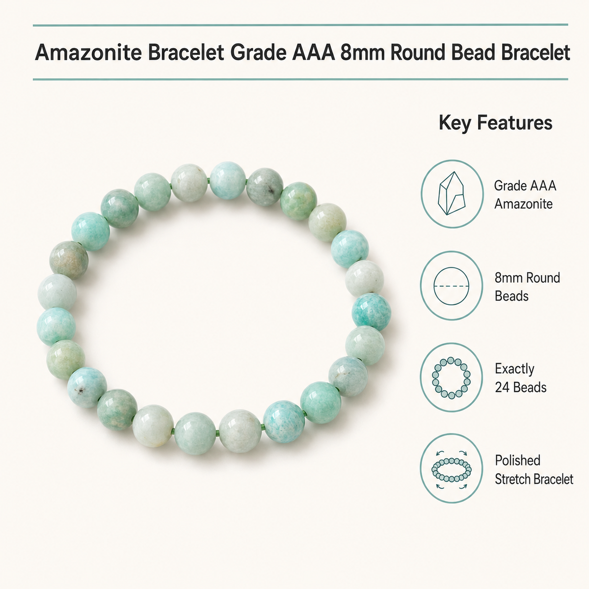 Amazonite Bead Bracelet | Matte Amazonite Bracelet (Alignment Of Chakra and Trust)