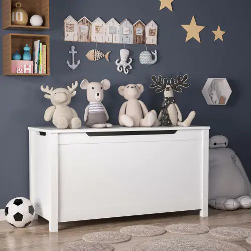 Children's White Wooden Toy Box