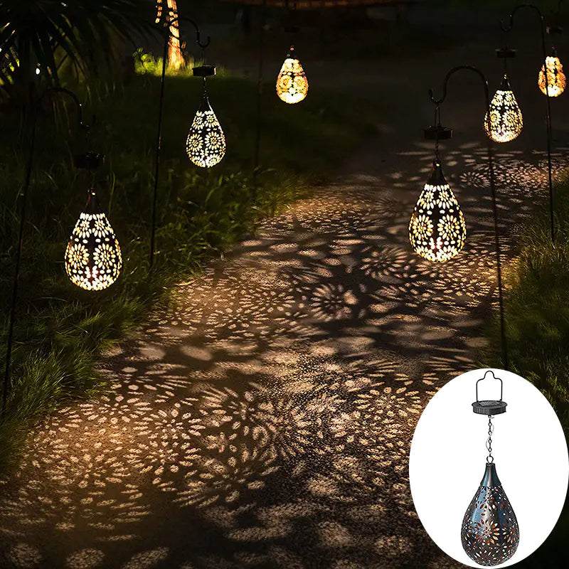 Solar Outdoor Daisy Iron Pendant Light with LED Projection - 888