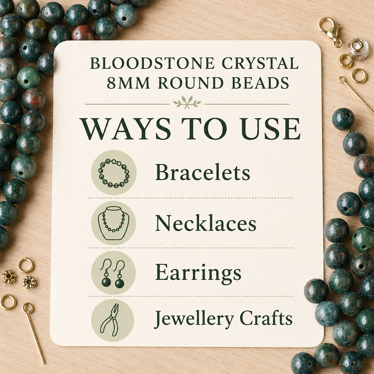 Bloodstone Beads, Natural Round Crystal Beads 4mm to 12mm