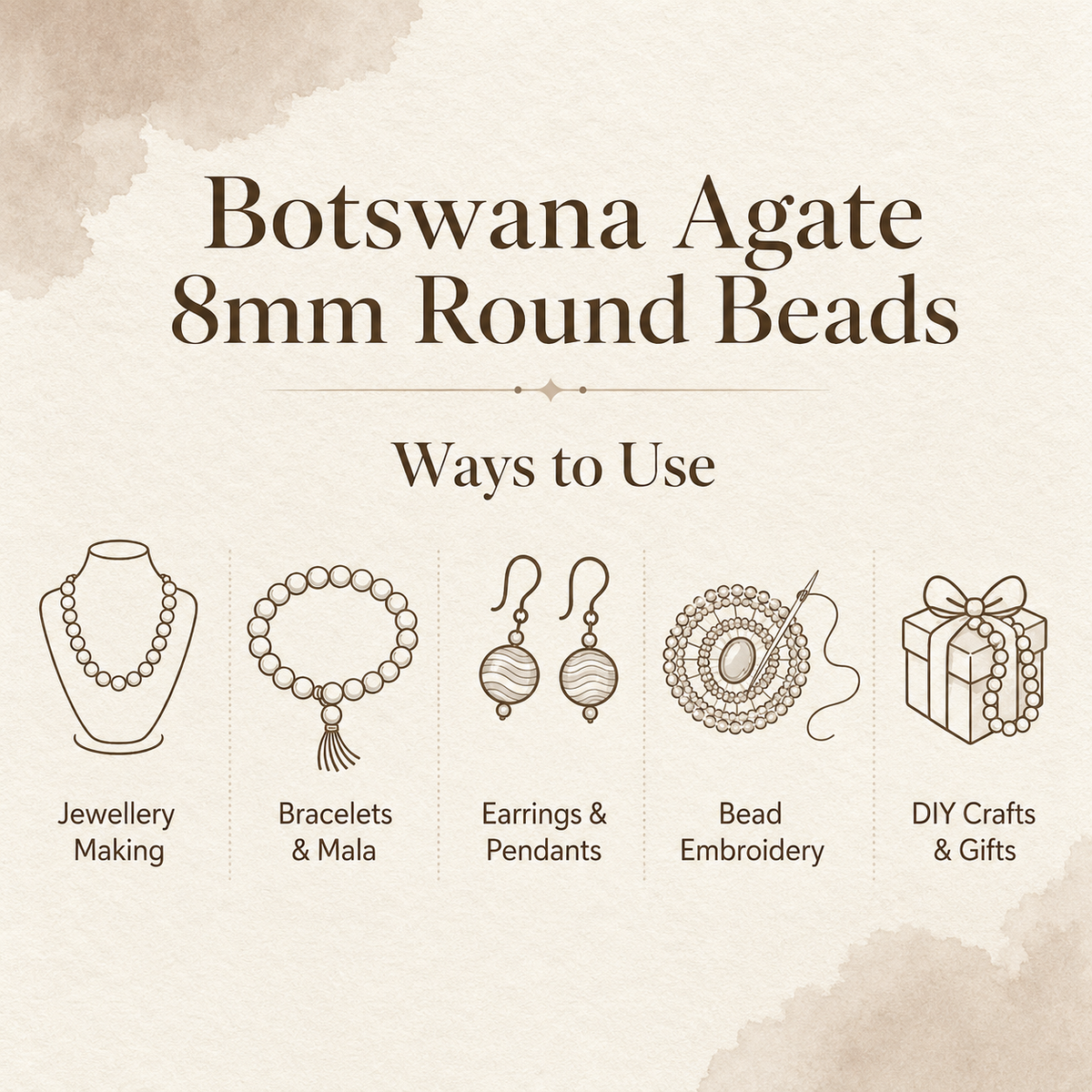 Botswana Agate Beads, Natural Round Crystal Beads 6mm to 10mm