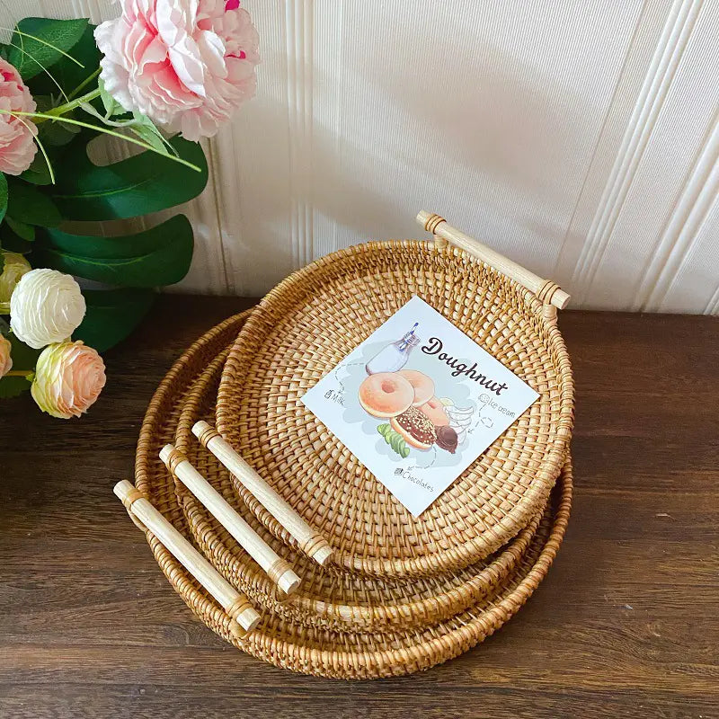 Vietnamese Woven Rattan Snack Storage Basket (Small)