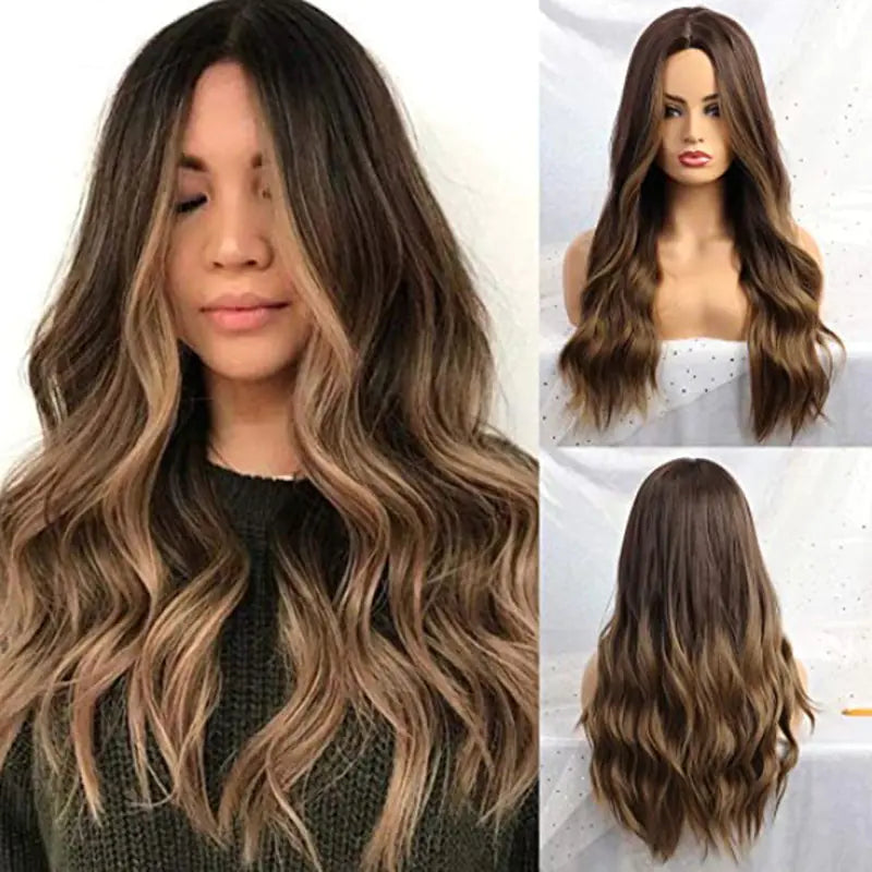Gradient Color Long Curly Chemical Fiber Wig