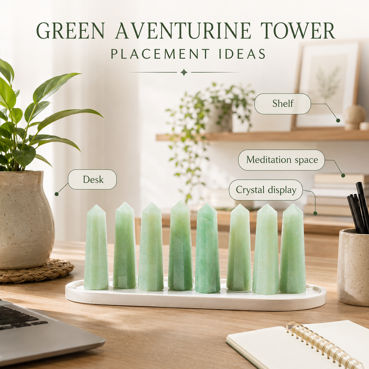 Green Aventurine Tower Point (Leadership and Good Fortune)