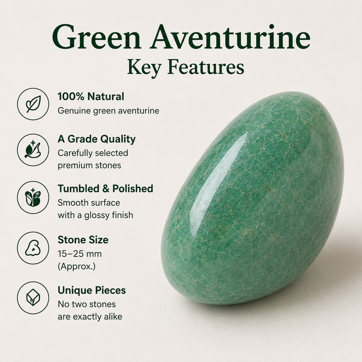 Green Aventurine Tumbled Crystals (Emotional Understanding and Luck And Good Fortune)