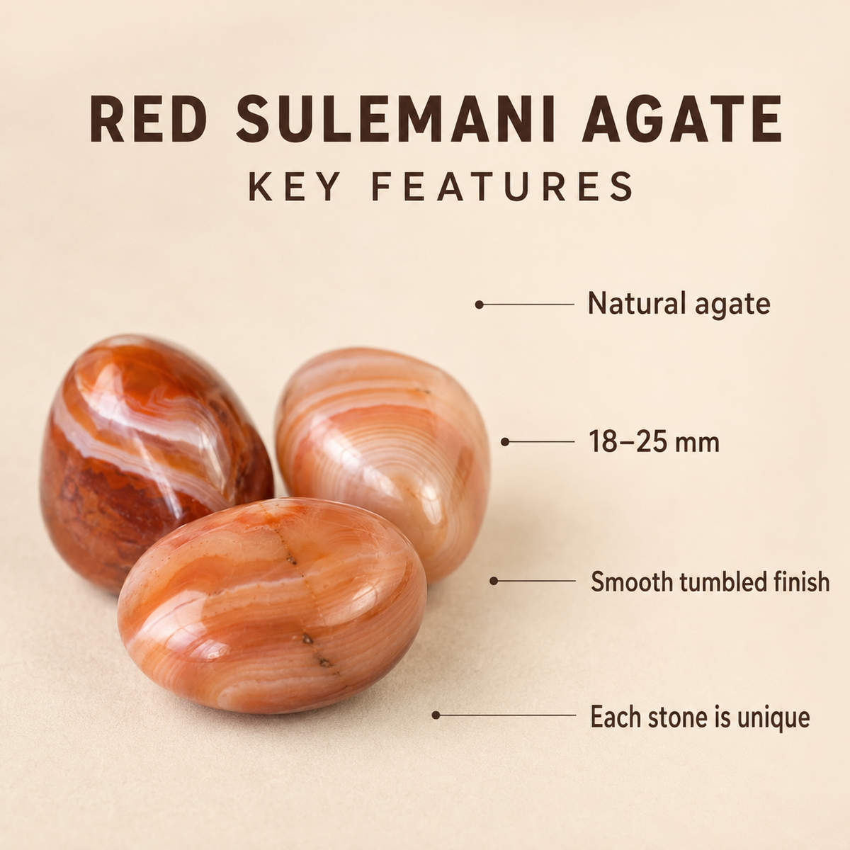 Red Sulemani Agate Tumbled Crystals (Improves Physical and Mental Health)