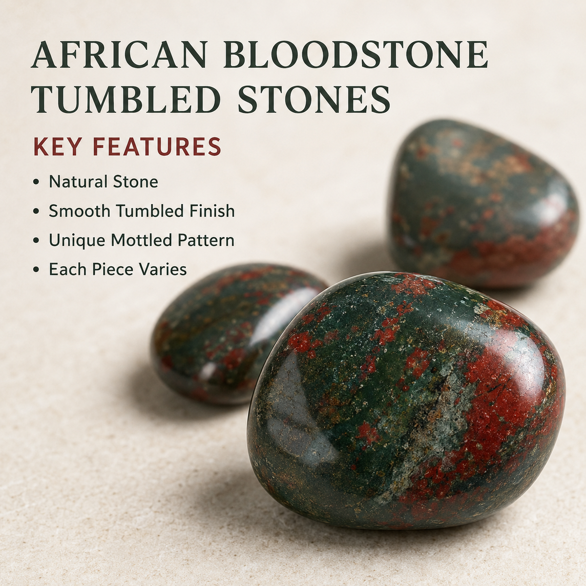African Bloodstone Tumbled Crystals (Abundance of wealth and Protection)
