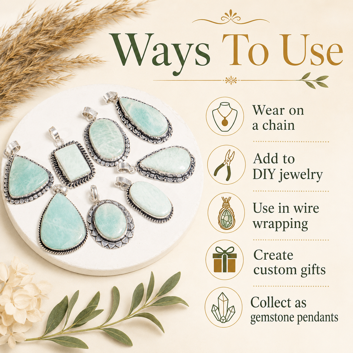 Amazonite Pendants – Natural Crystal Pendants Healing Gemstone Pendants