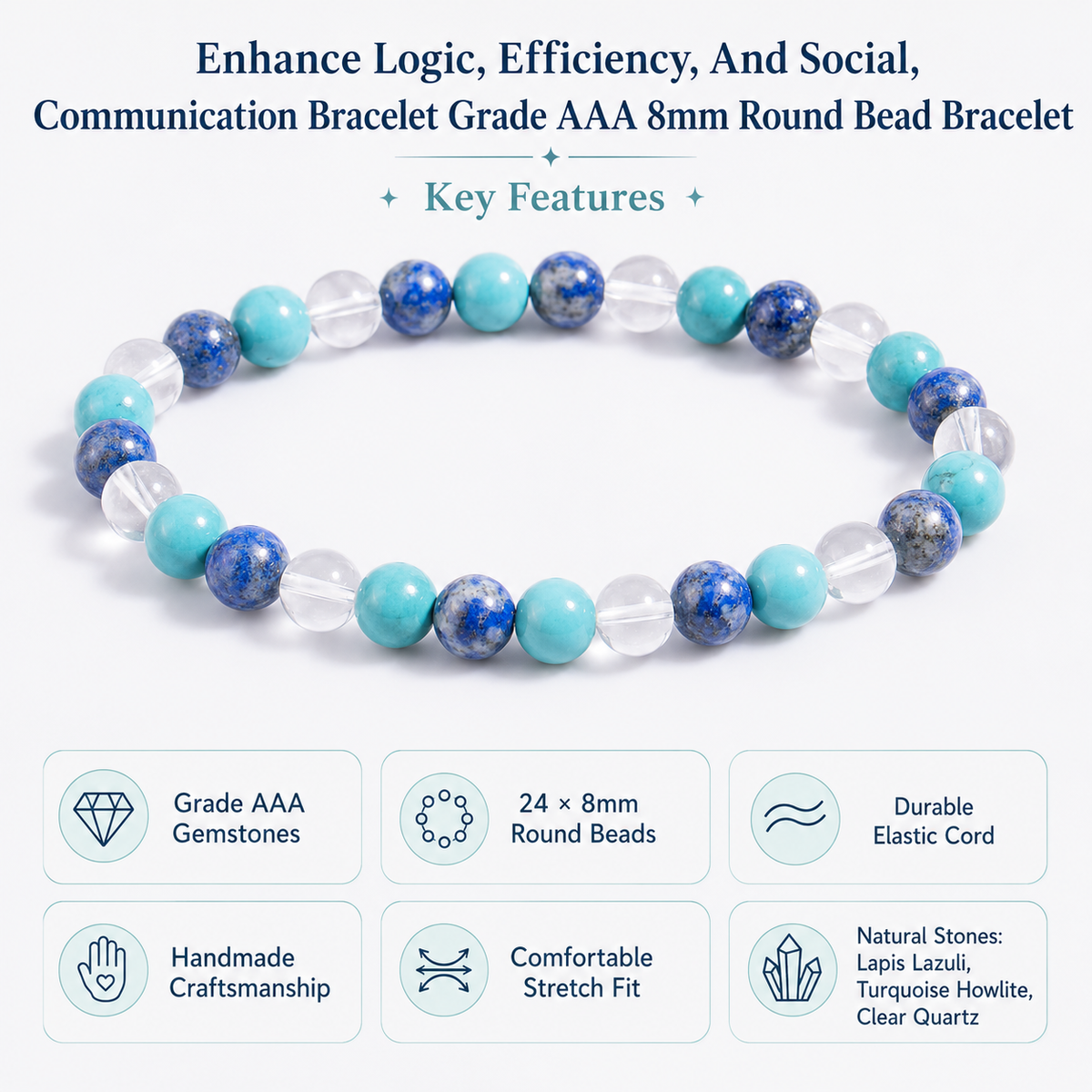 Enhance Logic, Efficiency & Social Communication Crystal Bracelet.