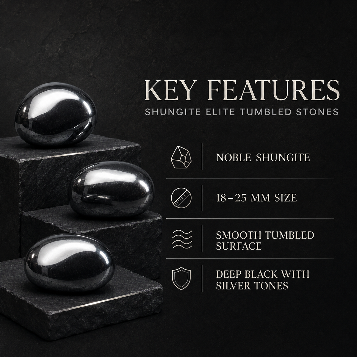 Shungite Elite Tumbled Crystals (EMF Protection and Relieves Stress)