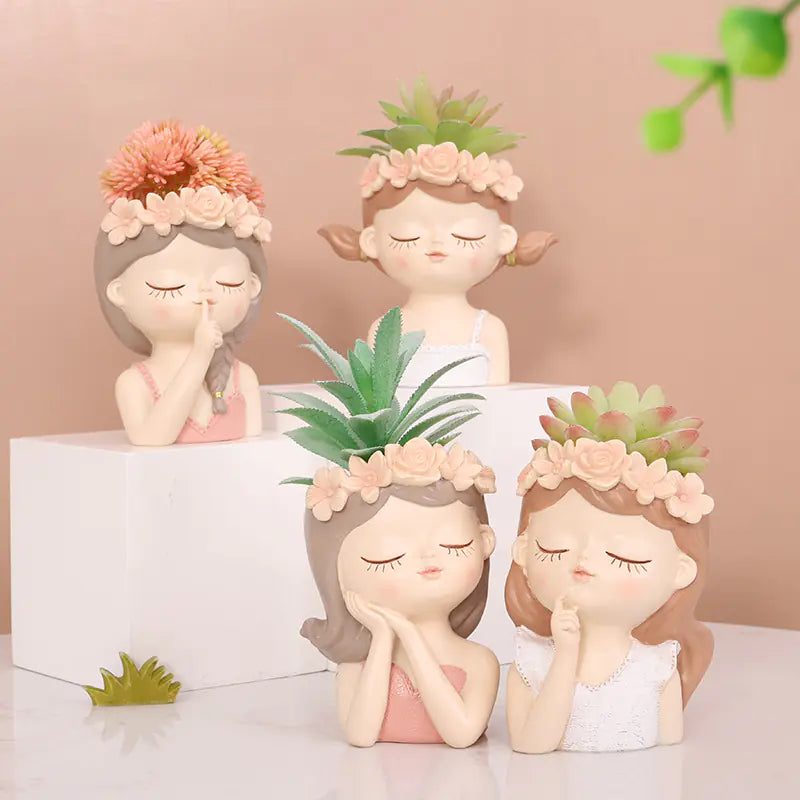 Cute Female Head Flower Pot for Indoor Plants