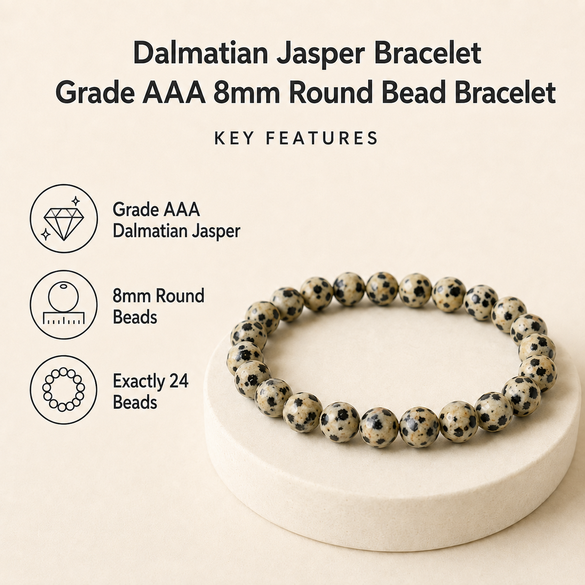Dalmatian Jasper Bracelet | Dalmatian Stone Bracelet (Altruism and Past Life Recall)