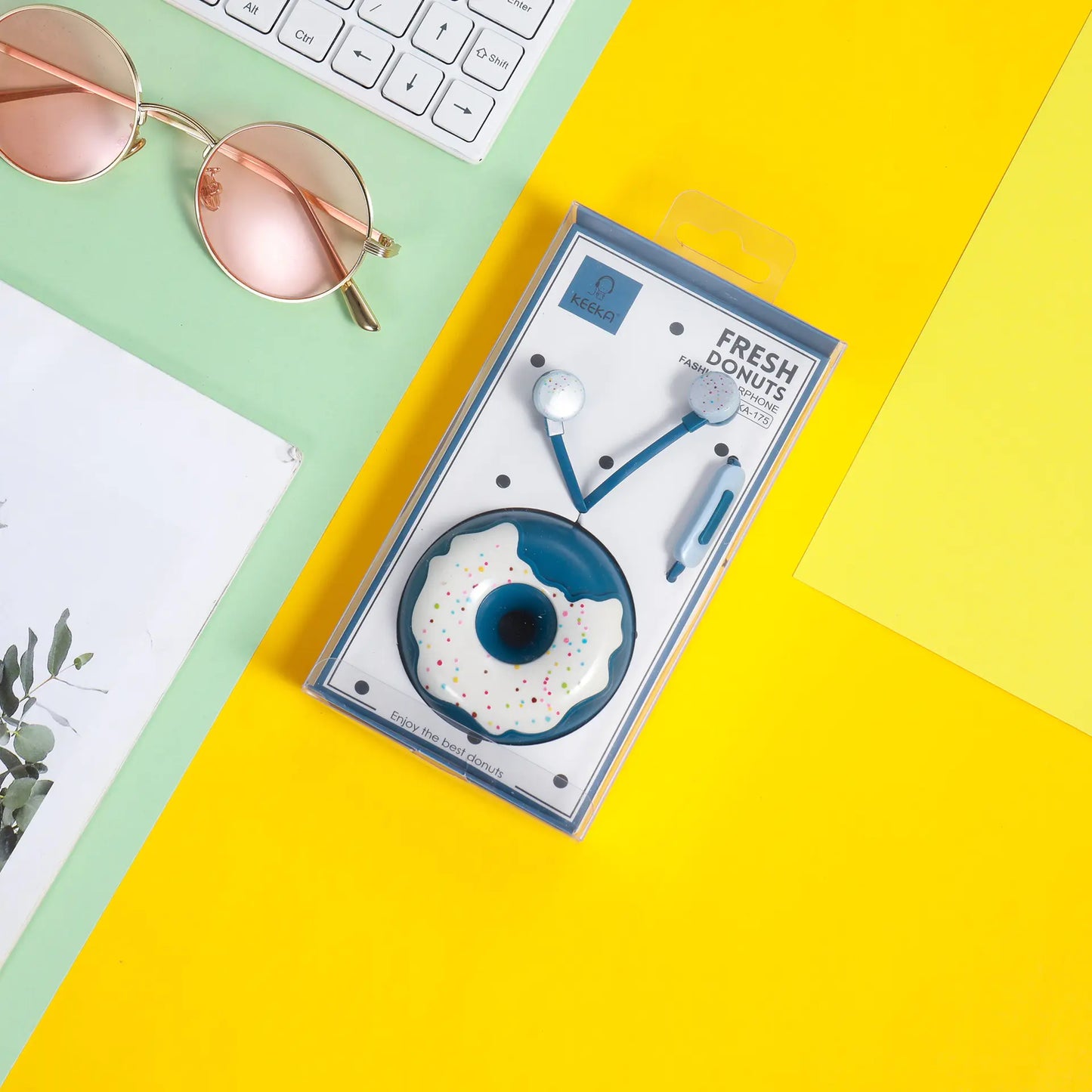 Cute Wired Headphones with Microphone and Storage Box