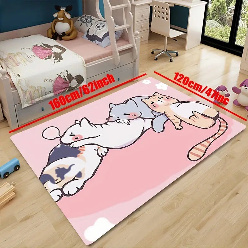 Kawaii Cartoon Cats Non-Slip Floor Mat for Home Decor