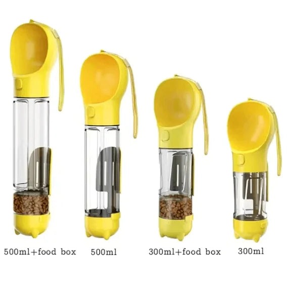 Tragbare 3-in-1-Wasserflasche und Futterspender für Hunde
