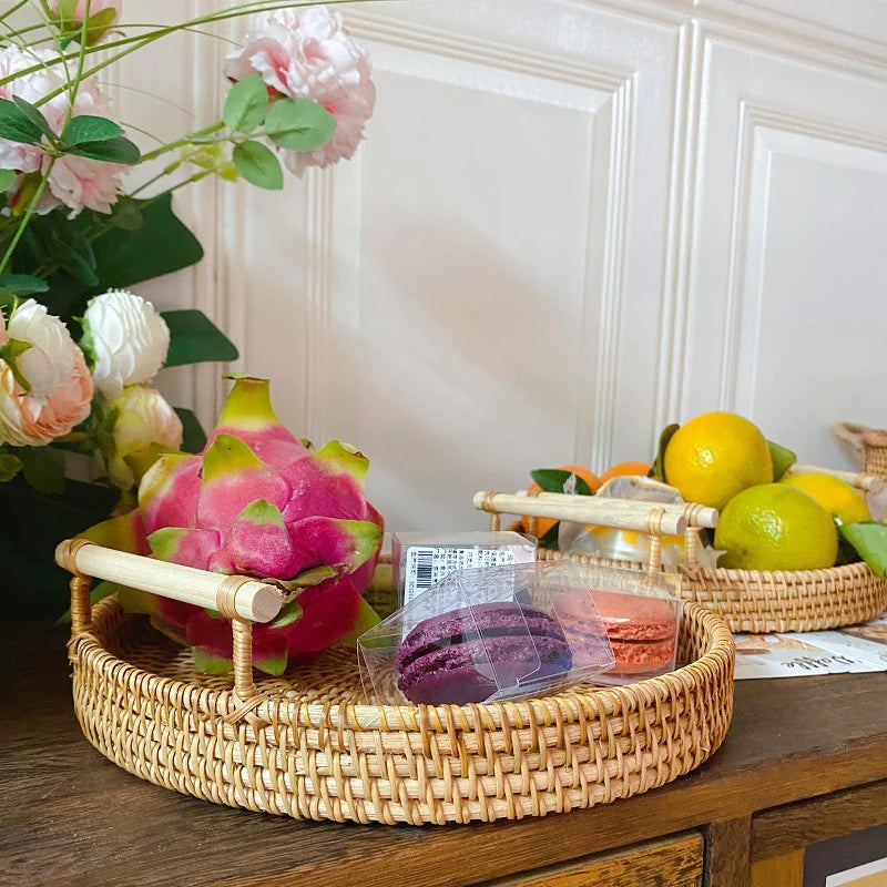 Vietnamese Woven Rattan Snack Storage Basket (Small)