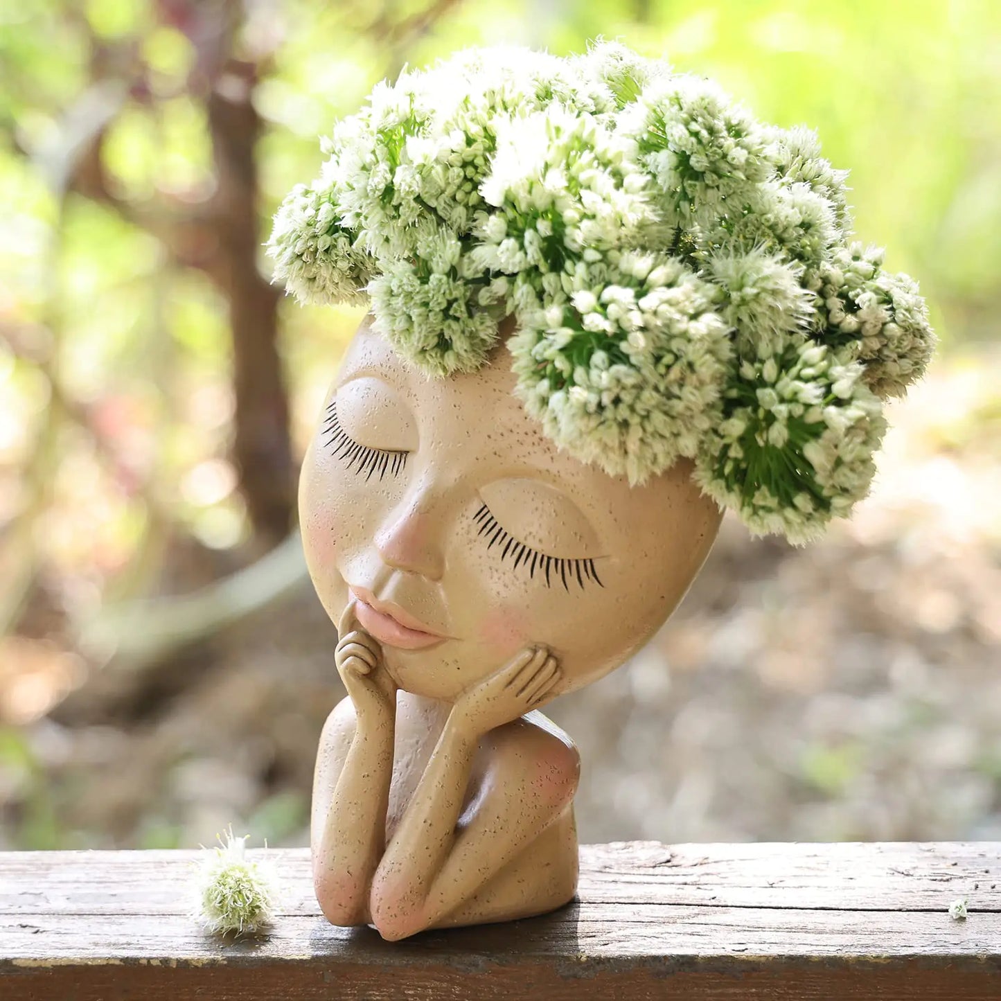 Face Head Succulent Planter with Drain Holes for Decor