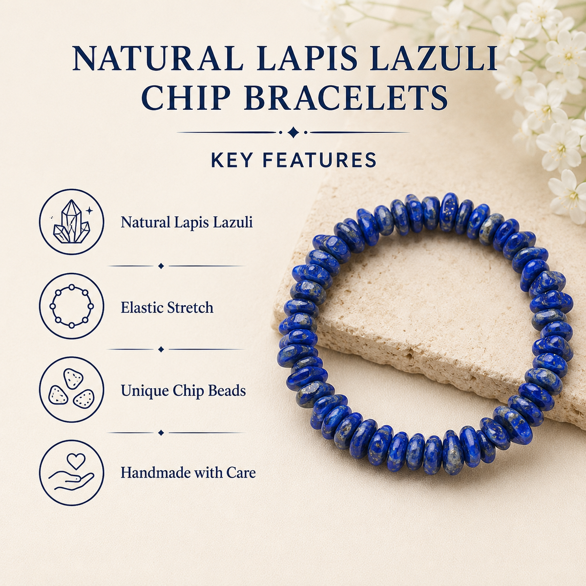Lapis Lazuli Chip Bracelet (Good Fortune and Clarity)
