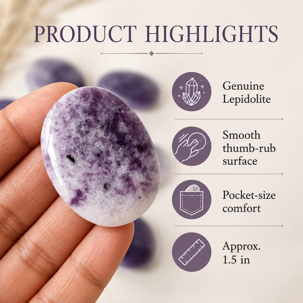Lepidolite Pocket Stones (Joy and Relaxation)