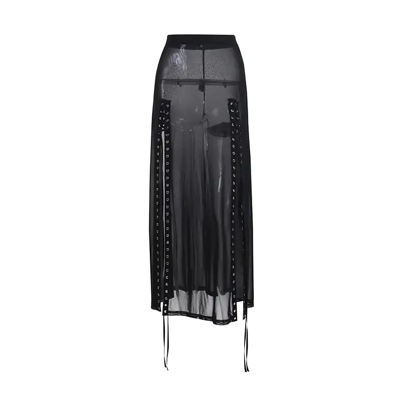 Women's Sheer Mesh Maxi Dress with Slit - Lingerie
