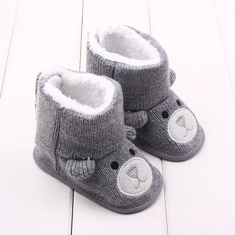 Bear Knitted Plush Baby Cotton Walking Shoes- 888