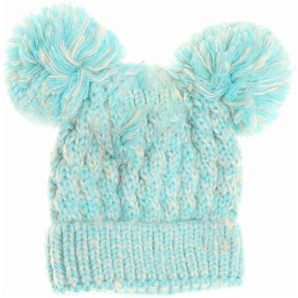 Kids Multi Tone Double Pom C.C Beanies