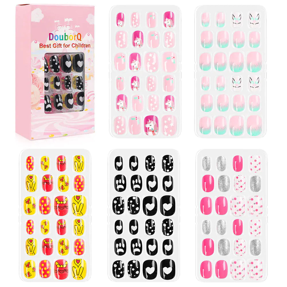 120-Piece Cute Kids Nail Art Fake Nail Set