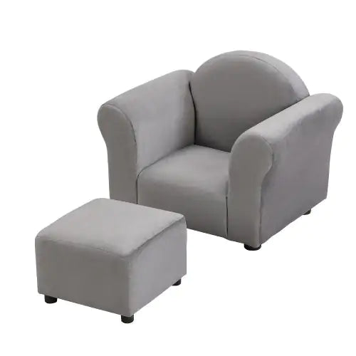 Velvet Children's Soft Bag Sofa With Footstool