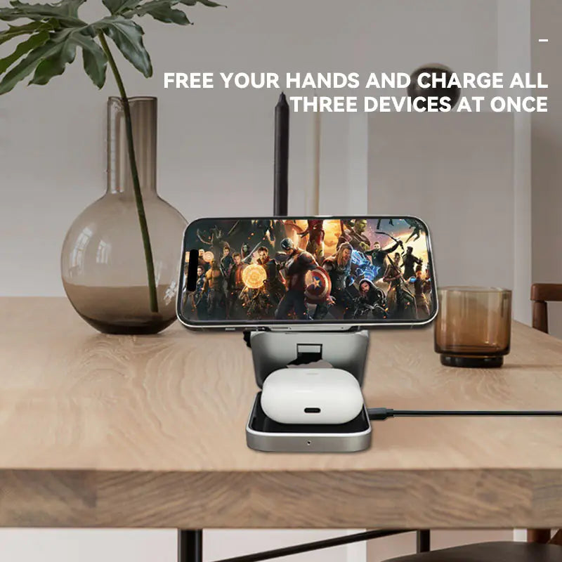 3-in-1 Desktop Wireless Charger Stand for Samsung & Google