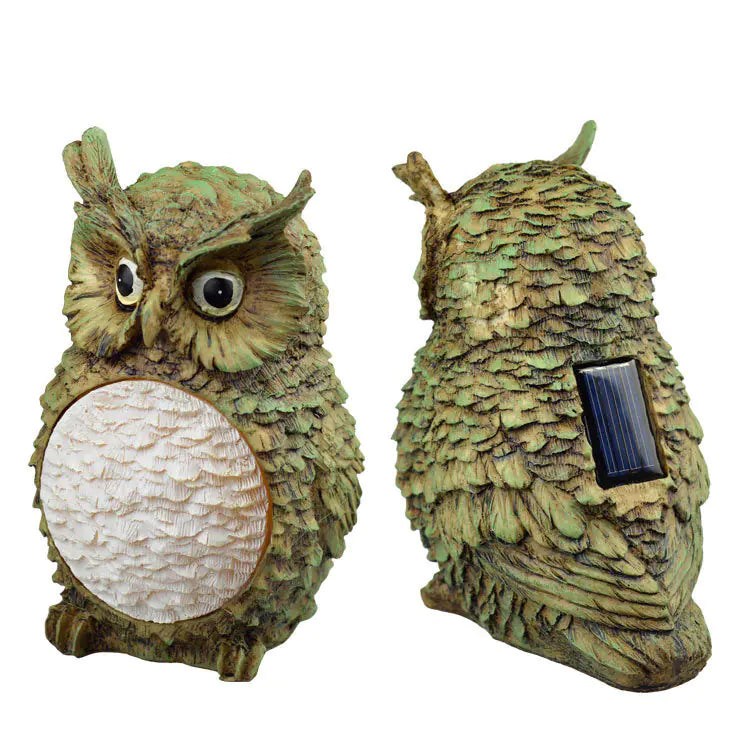 Solar Owl LED Garden Light with Resin Design