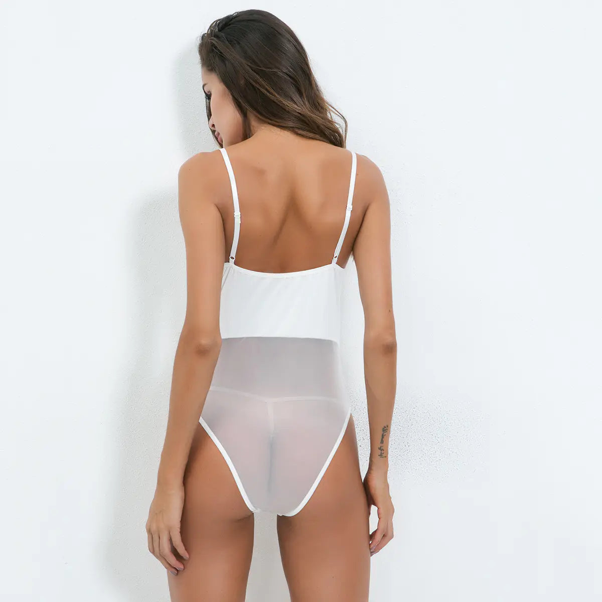 Lace Embroidered Bodysuit with Patchwork Design - Lingerie