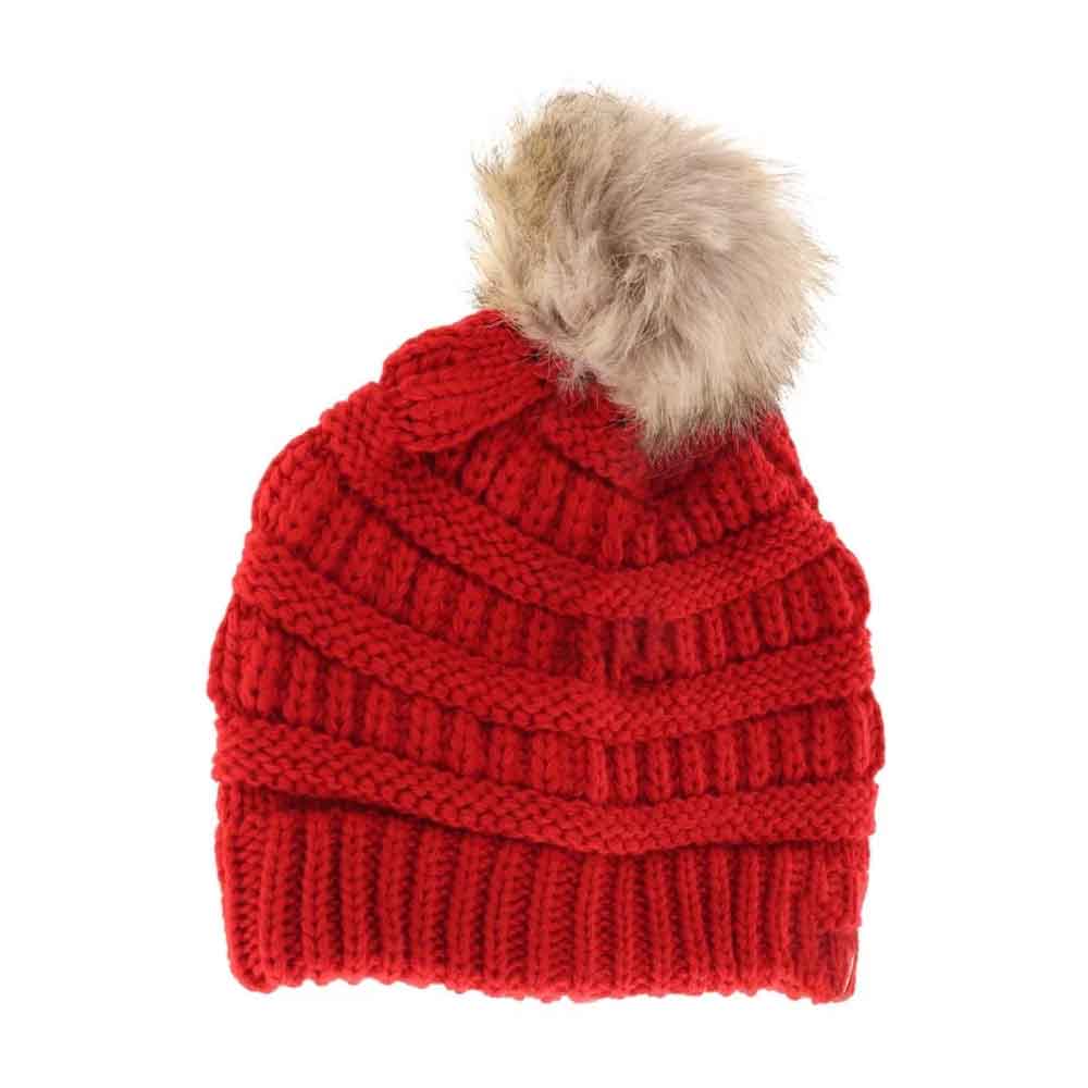 Kids Fur Pom C.C Beanie