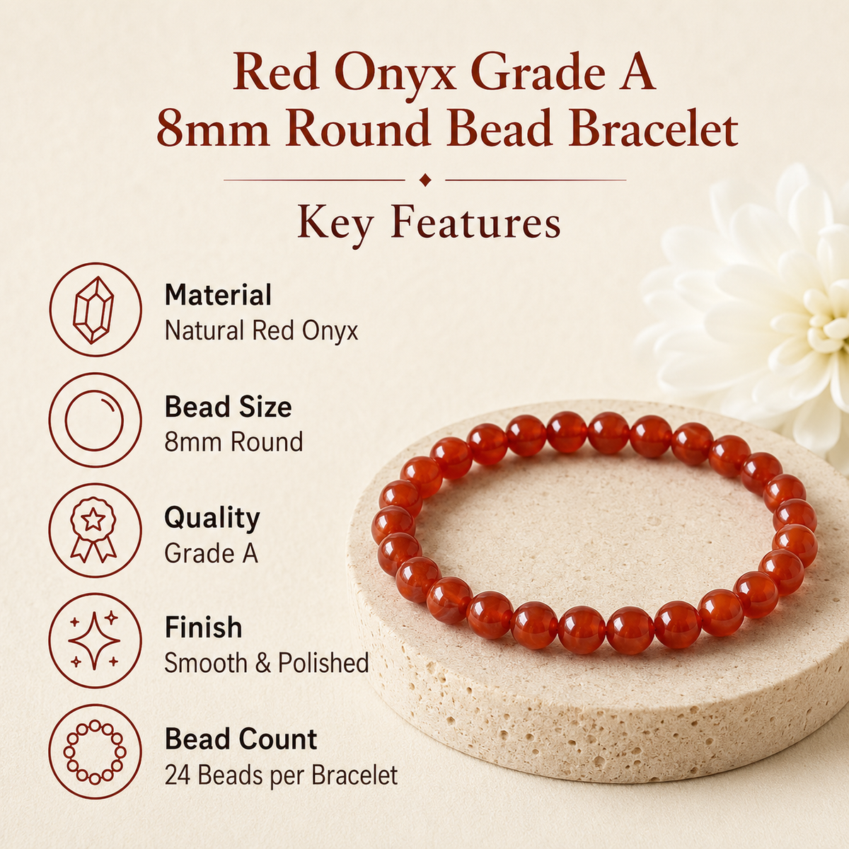 Red Onyx Bracelet (Spiritual Development and Prosperity)