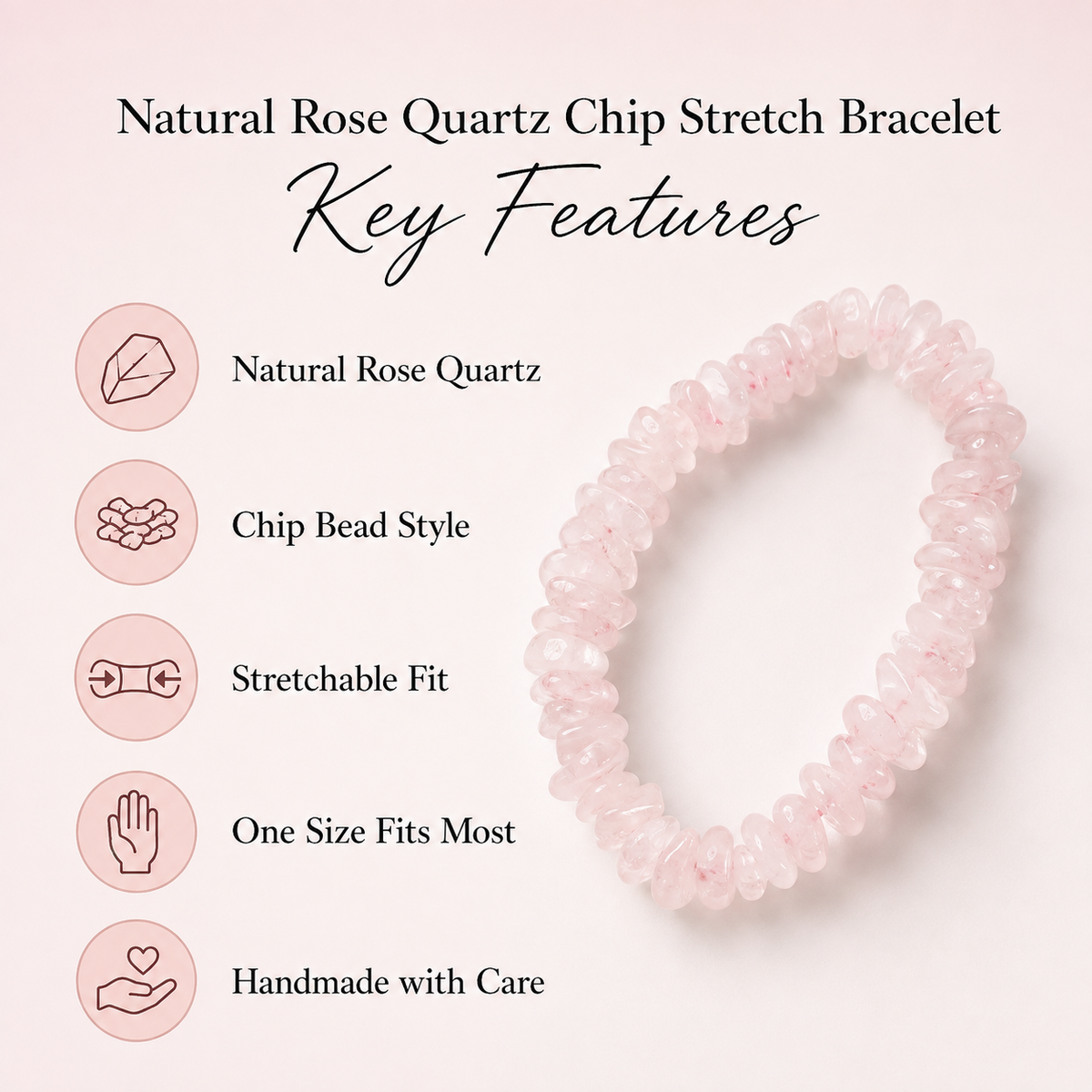 Rose Quartz Chip Bracelet (Creativity and Calming)