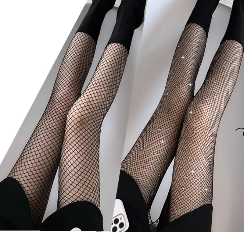 Japanese White Lace Bow Fishnet Stockings Set - Lingerie